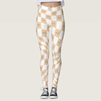 chequered beige and grey modern retro leggings