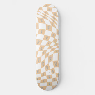 chequered beige and grey modern retro  skateboard