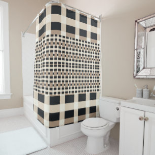 Chequered Beige Brown Shower Curtain