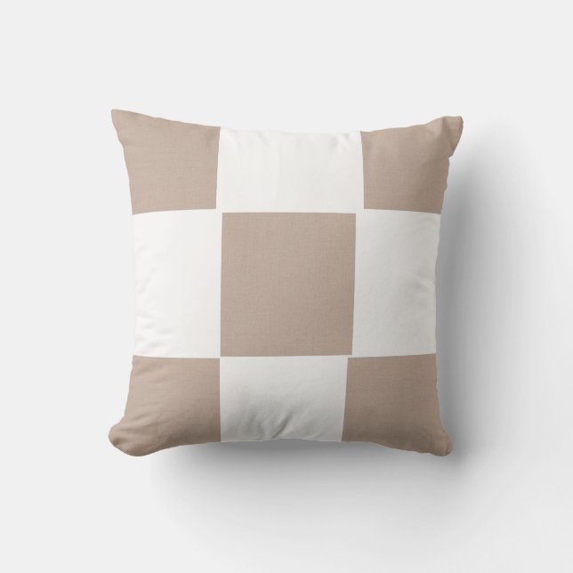Chequered Beige Tan Cushion (Front)