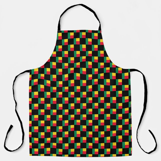 Chequered Benin Flag Pattern  Apron (Front)
