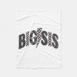Chequered Big Sis New Sister Announcement Fleece Blanket