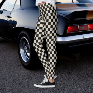 Chequered Black and Beige Leggings