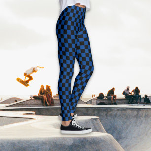 Chequered Black and Blue Leggings