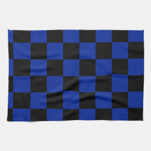 Chequered - Black and Imperial Blue Tea Towel
