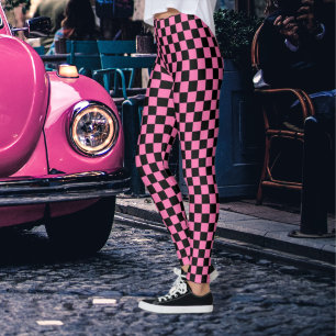 Chequered Black and Pink Leggings