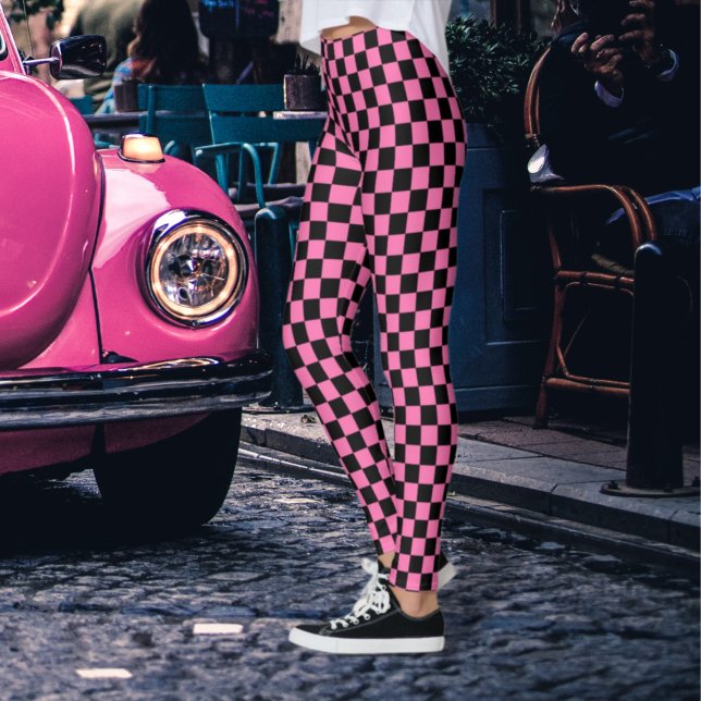 Chequered Black and Pink Leggings (Creator Uploaded)
