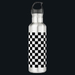 Chequered Black and White 710 Ml Water Bottle<br><div class="desc">Abstract digital art of black and white squares in a chequered formation.</div>