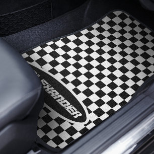 Chequered Black and White Car Mat