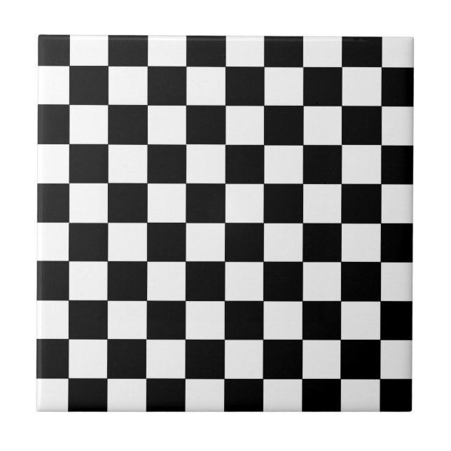 Chequered Black and White Ceramic Tile (Front)