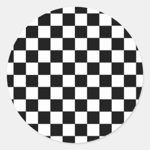 Chequered Black and White Classic Round Sticker