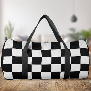 Chequered Black and White  Duffle Bag
