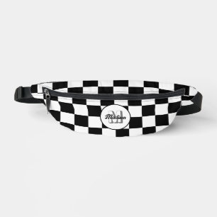 Chequered Black and White geometric retro Monogram Bum Bags