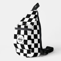 Chequered Black and White geometric retro Monogram