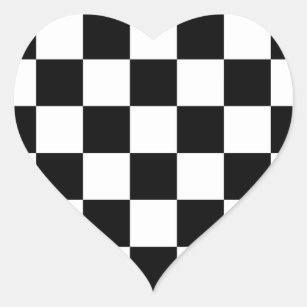 Chequered Black and White Heart Sticker