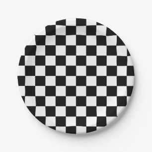 Chequered Black and White Paper Plate
