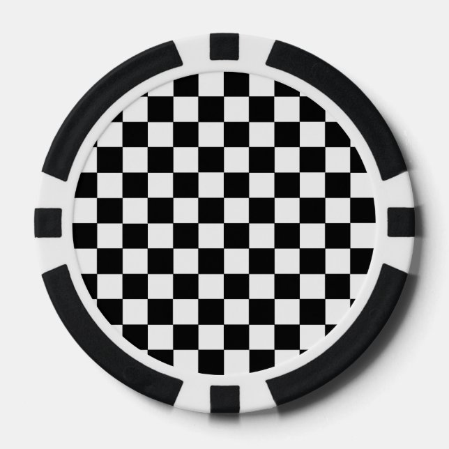Chequered Black and White Poker Chips (Front)
