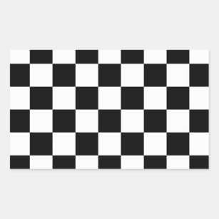 Chequered Black and White Rectangular Sticker