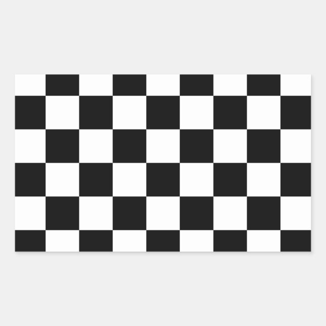 Chequered Black and White Rectangular Sticker (Front)