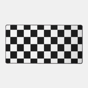 Chequered Black and White Retro Desk Mat