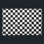 Chequered Black and White Tea Towel<br><div class="desc">Abstract digital art of black and white squares in a chequered formation.</div>