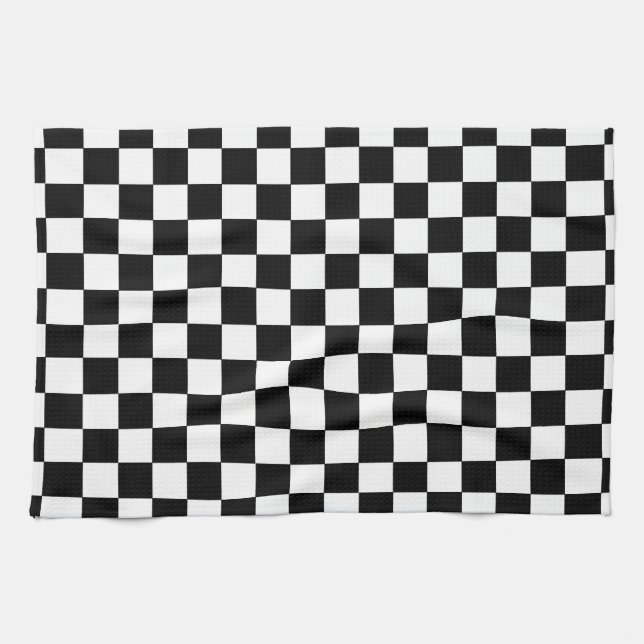 Chequered Black and White Tea Towel (Horizontal)