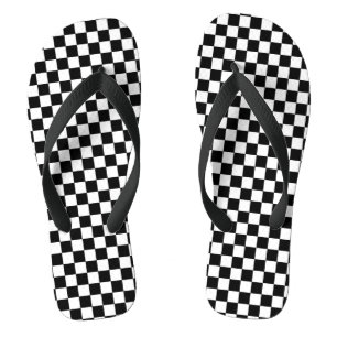 Chequered Black and White Thongs