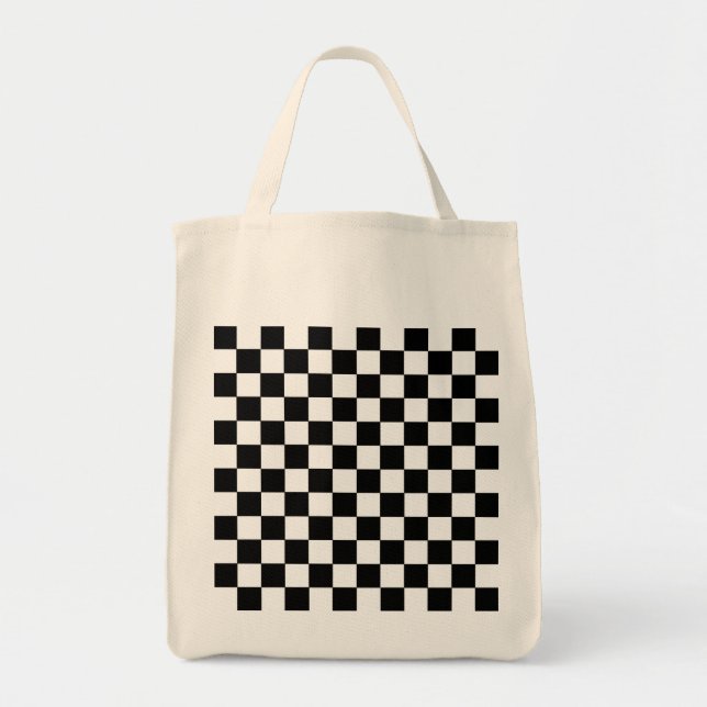 Chequered Black and White Tote Bag (Front)