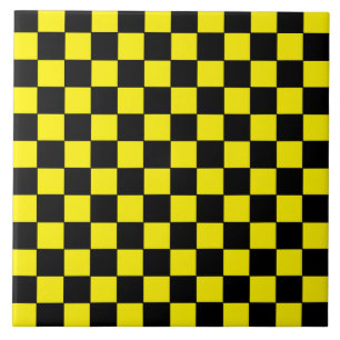 Chequered Black and Yellow Ceramic Tile