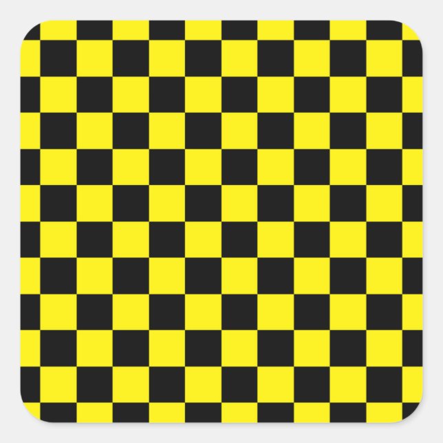 Chequered Black and Yellow Square Sticker (Front)