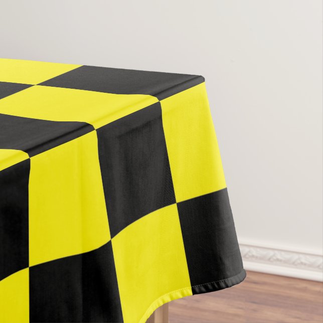 Chequered Black and Yellow Tablecloth (In Situ)