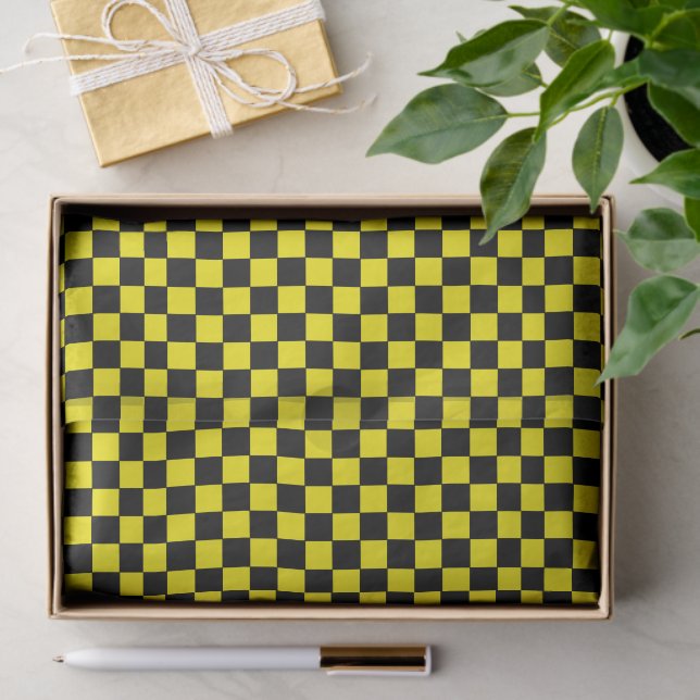 Chequered Black and Yellow Tissue Paper (Gift)