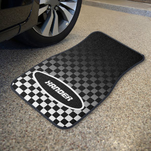 Chequered Black Fade Car Floor Mat