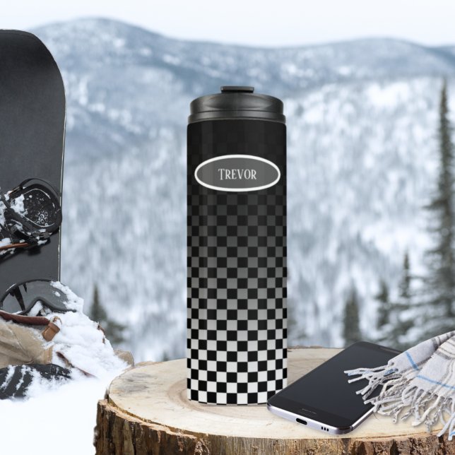 Chequered Black Fade Thermal Tumbler (Creator Uploaded)