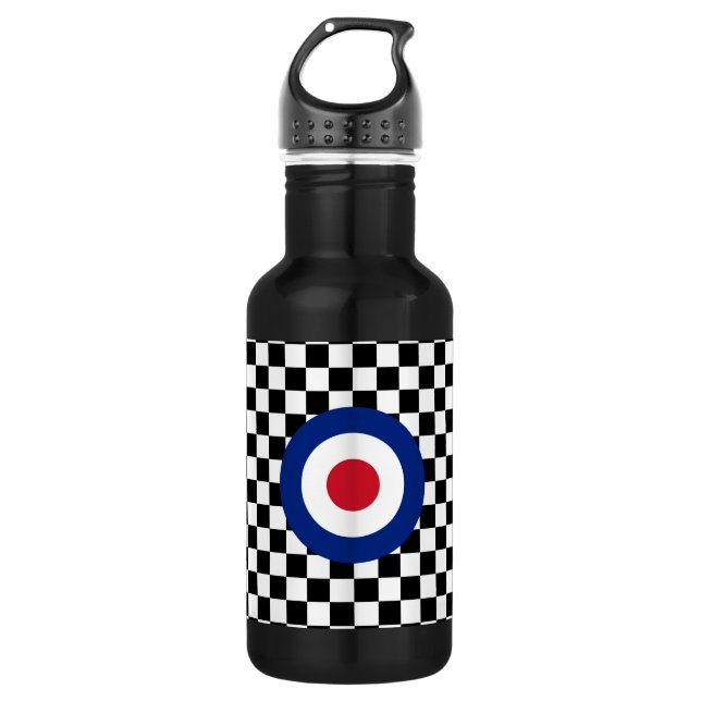 Chequered Black Racing Target Mod 532 Ml Water Bottle (Front)