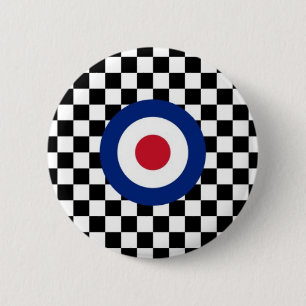 Chequered Black Racing Target Mod 6 Cm Round Badge