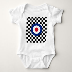 Chequered Black Racing Target Mod Baby Bodysuit