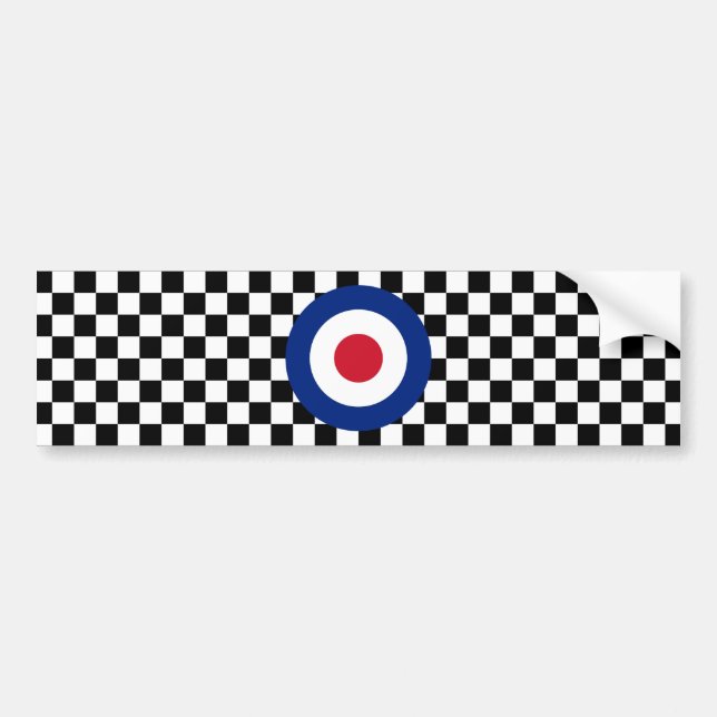 Chequered Black Racing Target Mod Bumper Sticker (Front)