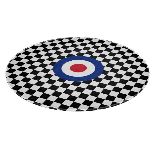 Chequered Black Racing Target Mod Cutting Board (Corner)