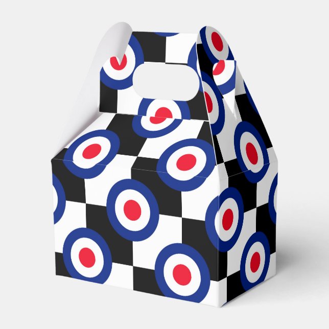 Chequered Black Racing Target Mod Party Favour Box (Front Side)