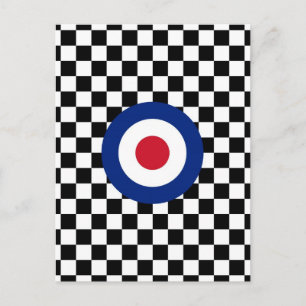 Chequered Black Racing Target Mod Postcard