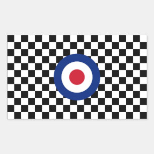 Chequered Black Racing Target Mod Rectangular Sticker