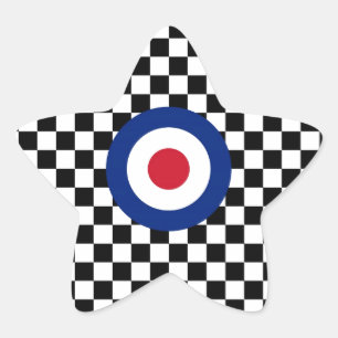 Chequered Black Racing Target Mod Star Sticker