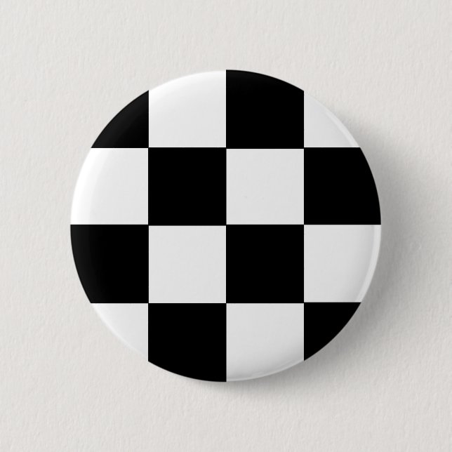 Chequered Black & White 6 Cm Round Badge (Front)
