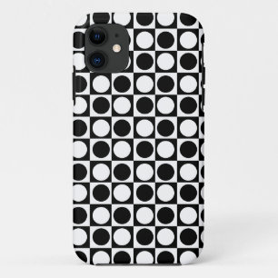 Chequered Black White Circles Pattern Design iPhone 11 Case