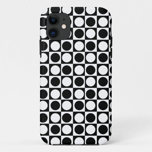 Chequered Black White Circles Pattern Design  Case-Mate iPhone Case (Back)