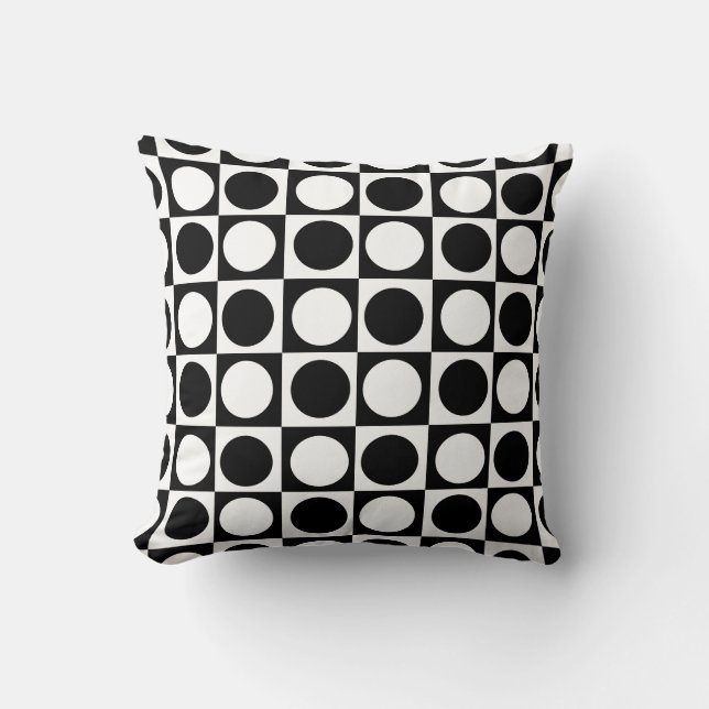 Chequered Black White Circles Pattern Design  Cushion (Front)