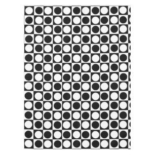 Chequered Black White Circles Pattern Design Tablecloth