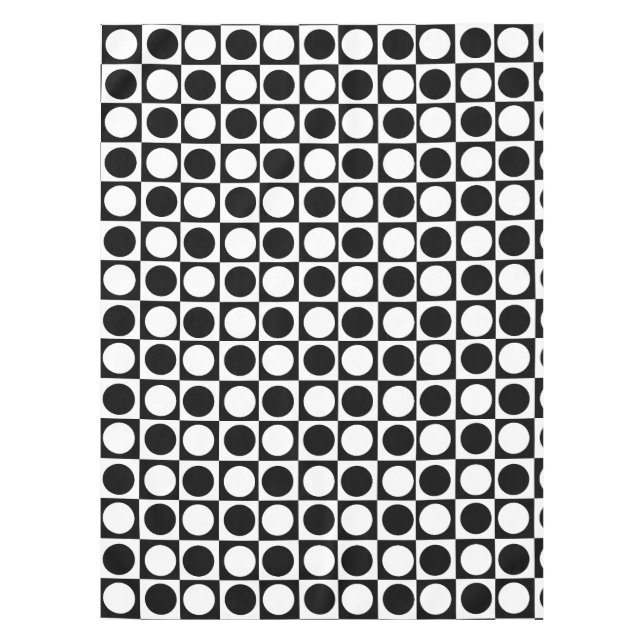 Chequered Black White Circles Pattern Design  Tablecloth (Front)