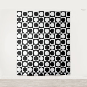 Chequered Black White Circles Pattern Design  Tapestry